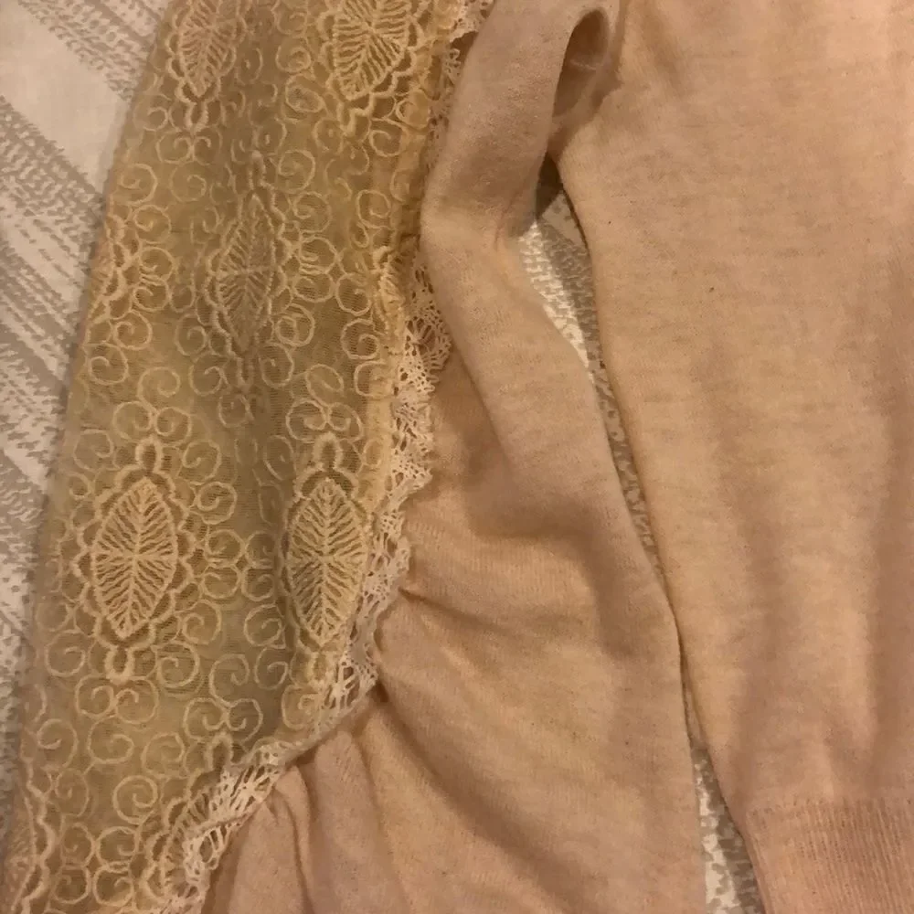 Knitted Knotted Anthropologie Ivory Lace Sweater Size Medium